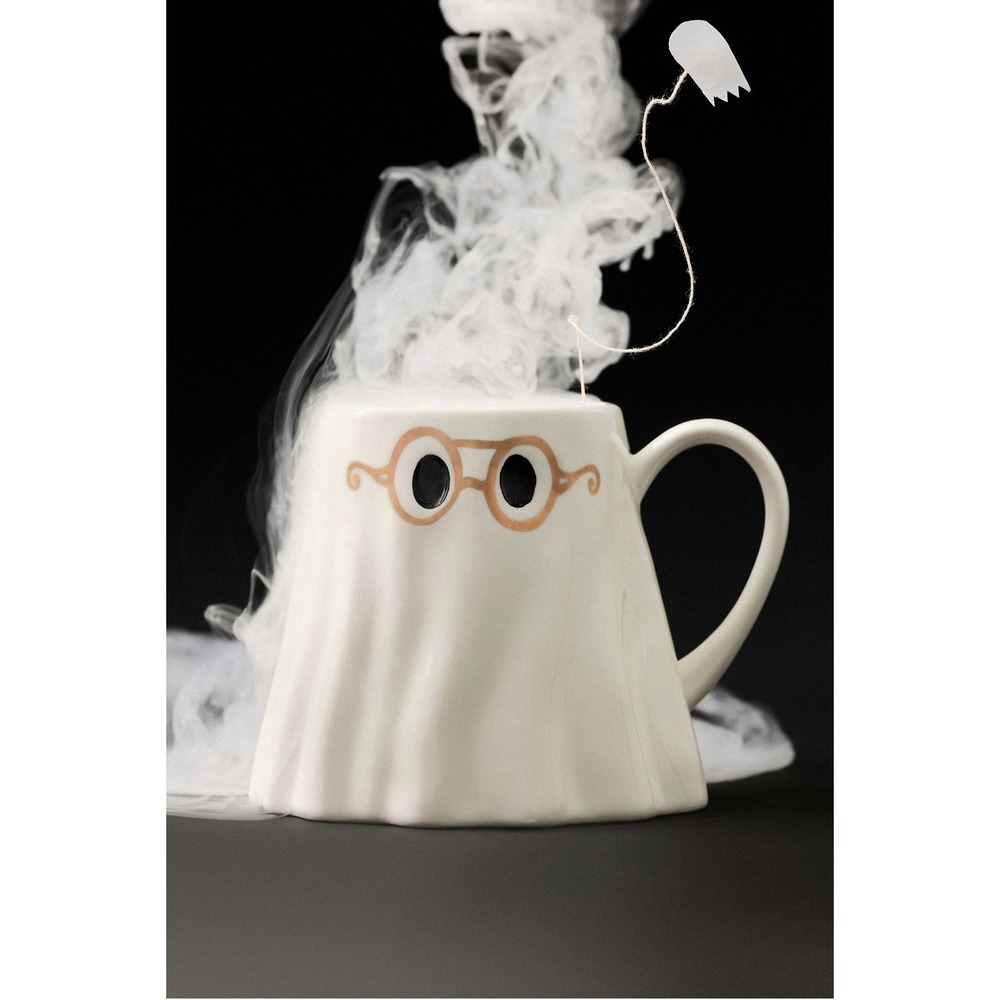 Anthropologie Mud Fairy Ghost Mug 24K Gold Halloween Spooky Decor NWT